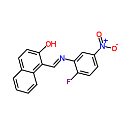 1-{(E)-[(2-Fluoro-5-nitrophenyl)imino]methyl}-2-naphthol结构式