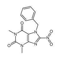 7-benzyl-1,3-dimethyl-8-nitro-3,7-dihydro-purine-2,6-dione结构式