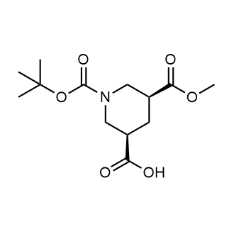 顺-1-[(叔丁氧基)羰基]-5-(甲氧基羰基)哌啶-3-羧酸结构式