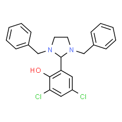 2,4-Dichloro-6-(1,3-dibenzyl-2-imidazolidinyl)phenol结构式