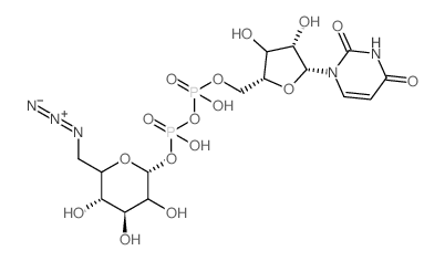 Uridine 5'-(trihydrogen diphosphate) P'-(6-azido-6-deoxy-alpha-D-glucopyranosyl) ester structure