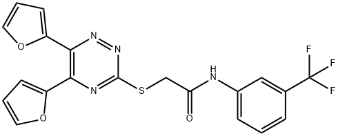 2-[[5,6-bis(furan-2-yl)-1,2,4-triazin-3-yl]sulfanyl]-N-[3-(trifluoromethyl)phenyl]acetamide Structure