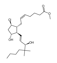 (+/-)-(Z)-7-{(1R,2R,3R,5R)-5-chloro-3-hydroxy-2-[(E)-(3R)-3-hydroxy-4,4-dimethyl-1-octenyl]-cyclopentyl}-5-heptenic acid methyl ester结构式