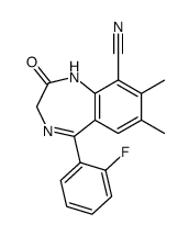 5-(2-Fluoro-phenyl)-7,8-dimethyl-2-oxo-2,3-dihydro-1H-benzo[e][1,4]diazepine-9-carbonitrile结构式