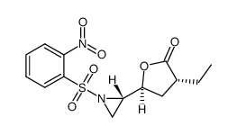 (3R,5S)-3-ethyl-5-{(2S)-1-[(2-nitrophenyl)sulfonyl]aziridin-2-yl}dihydrofuran-2(3H)-one结构式