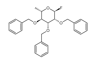 6-deoxy-2,3,4-tri-O-benzyl-α-L-mannopyranosyl fluoride Structure