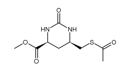 cis-4-carbomethoxy-6-[(thioacetoxy)methyl]-3,4,5,6-tetrahydropyrimidin-2(1H)-one结构式