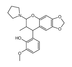 2-methoxy-6-(7-methyl-6-pyrrolidin-1-yl-7,8-dihydro-6H-[1,3]dioxolo[4,5-g]chromen-8-yl)phenol结构式