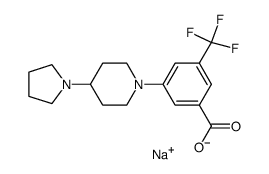 Benzoic acid, 3-(4-(pyrrolidin-1-yl)piperidin-1-yl)-5-(trifluoromethyl)-, sodium salt结构式