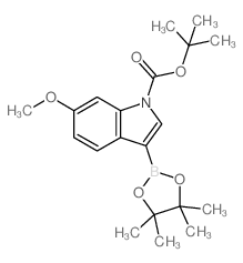 1-Boc-6-methoxyindole-3-boronic acid pinacol ester structure