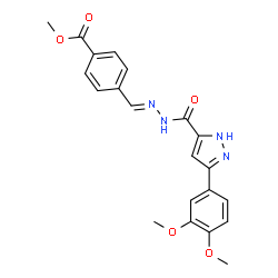 methyl (E)-4-((2-(3-(3,4-dimethoxyphenyl)-1H-pyrazole-5-carbonyl)hydrazono)methyl)benzoate structure