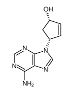 (+)-<(1'R,4'S)-4'-hydroxy-2'-cyclopenten-1'-yl>-9-H-adenine Structure