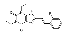 1H-Purine-2,6-dione, 3,7-dihydro-1,3-diethyl-8-(2-(2-fluorophenyl)ethe nyl)-, (E)-结构式