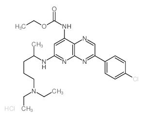 Pyrido[3,4-b]pyrazine-8-carbamicacid, 3-(p-chlorophenyl)-6-[[4-(diethylamino)-1-methylbutyl]amino]-, ethylester, dihydrochloride (8CI)结构式