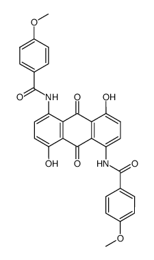 N,N'-(9,10-dihydro-4,8-dihydroxy-9,10-dioxoanthracene-1,5-diyl)bis[4-methoxybenzamide]结构式