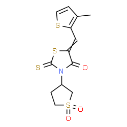 (5Z)-3-(1,1-dioxidotetrahydrothiophen-3-yl)-5-[(3-methylthiophen-2-yl)methylidene]-2-thioxo-1,3-thiazolidin-4-one结构式