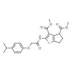 dimethyl 2-[({[4-(1-methylethyl)phenyl]oxy}acetyl)amino]-5,6-dihydro-4H-cyclopenta[b]thiophene-3,4-dicarboxylate结构式