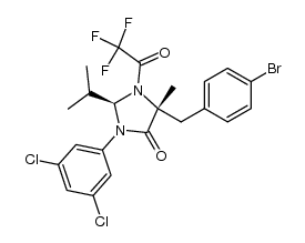 (2R,5R)-5-(4-bromobenzyl)-3-(3,5-dichlorophenyl)-2-isopropyl-5-methyl-1-(2,2,2-trichloroacetyl)-imidazolidin-4-one Structure