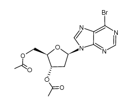 9-(3,5-di-O-acetyl-2-deoxy-β-D-erythro-pentofuranosyl)-6-bromopurine Structure