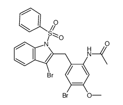 N-{4-bromo-2-[(3-bromo-1-phenylsulfonyl-1H-indol-2-yl)methyl]-5-methoxyphenyl}acetamide Structure