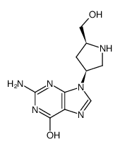 (3S,5S)-2-amino-1,9-dihydro-9-<5-(hydroxymethyl)-3-pyrrolidinyl>-6H-purin-6-one结构式