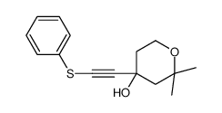 2,2-dimethyl-4-(2-phenylsulfanylethynyl)oxan-4-ol结构式