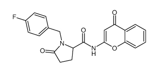 1-[(4-fluorophenyl)methyl]-5-oxo-N-(4-oxochromen-2-yl)pyrrolidine-2-carboxamide结构式