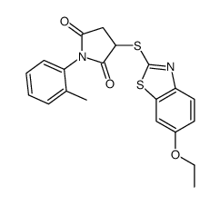 3-[(6-ethoxy-1,3-benzothiazol-2-yl)sulfanyl]-1-(2-methylphenyl)pyrrolidine-2,5-dione结构式