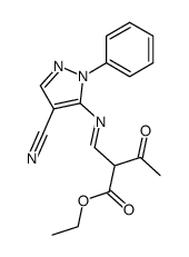 2-[(4-cyano-2-phenyl-2H-pyrazol-3-ylimino)-methyl]-3-oxo-butyric acid ethyl ester结构式