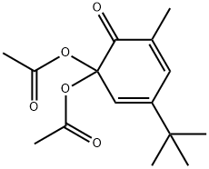 Diacetic acid 3-tert-butyl-5-methyl-6-oxo-2,4-cyclohexadien-1-ylidene ester structure