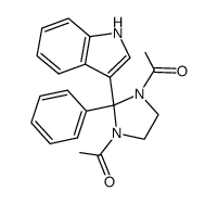 1,1'-(2-(1H-indol-3-yl)-2-phenylimidazolidine-1,3-diyl)bis(ethan-1-one)结构式