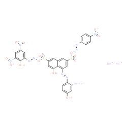 disodium 4-[(2-amino-4-hydroxyphenyl)azo]-5-hydroxynaphthalene-2,7-disulphonate, mono[(p-nitrophenyl)azo] mono[(2-hydroxy-3,5-dinitrophenyl)azo] derivative结构式