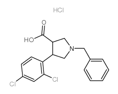 1-苄基-4-(2,4-二氯苯基)-吡咯烷-3-羧酸盐酸盐结构式