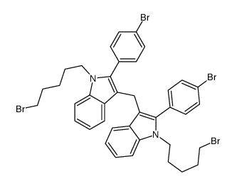 1-(5-bromopentyl)-3-[[1-(5-bromopentyl)-2-(4-bromophenyl)indol-3-yl]methyl]-2-(4-bromophenyl)indole结构式