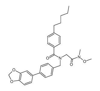 N-(4-Benzo[1,3]dioxol-5-yl-benzyl)-N-[(methoxy-methyl-carbamoyl)-methyl]-4-pentyl-benzamide结构式