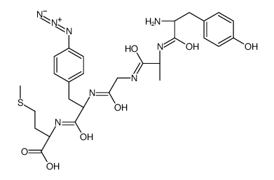 2-[[(2S)-2-[[2-[[(2R)-2-[[(2S)-2-amino-3-(4-hydroxyphenyl)propanoyl]amino]propanoyl]amino]acetyl]amino]-3-(4-azidophenyl)propanoyl]amino]-4-methylsulfanylbutanoic acid Structure
