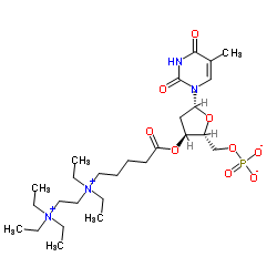 3'-O-(5-{Diethyl[2-(triethylammonio)ethyl]ammonio}pentanoyl)-5'-O-phosphonatothymidine Structure