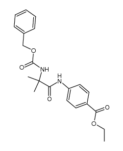 N-(benzyloxycarbonyl)-2-methylalanyl-4-aminobenzoesaure-ethylester结构式