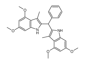 2-[(4,6-dimethoxy-3-methyl-1H-indol-2-yl)-phenylmethyl]-4,6-dimethoxy-3-methyl-1H-indole结构式