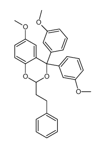 6-methoxy-4,4-bis(3-methoxy-phenyl)-2-phenethyl-4H-benzo[1,3]dioxine结构式