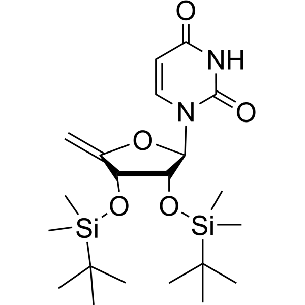 2’,3’-Bis(O-t-butyldimethylsilyl)-4’,5’-didehydro-5’-deoxyuridine Structure