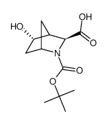 外消旋的-(1S,3S,4S,5R)-2-(叔-丁氧羰基)-5-羟基-2-氮杂二环[2.2.1]庚烷-3-羧酸结构式