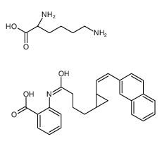 (2S)-2,6-diaminohexanoic acid,2-[4-[(1R,2R)-2-[(E)-2-naphthalen-2-ylethenyl]cyclopropyl]butanoylamino]benzoic acid结构式