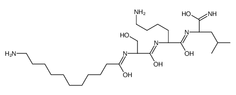 11-amino-N-[(2S)-1-[[(2S)-6-amino-1-[[(2S)-1-amino-4-methyl-1-oxopentan-2-yl]amino]-1-oxohexan-2-yl]amino]-3-hydroxy-1-oxopropan-2-yl]undecanamide结构式