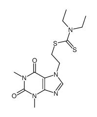 Carbamodithioic acid, diethyl-, 2-(1,2,3,6-tetrahydro-1,3-dimethyl-2,6-dioxo-7H-purin-7-yl)ethyl ester Structure