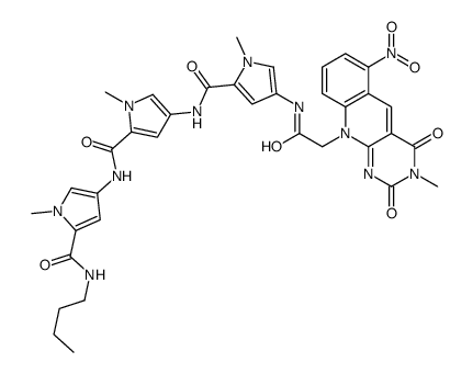 N-[5-[[5-(butylcarbamoyl)-1-methylpyrrol-3-yl]carbamoyl]-1-methylpyrrol-3-yl]-1-methyl-4-[[2-(3-methyl-6-nitro-2,4-dioxopyrimido[4,5-b]quinolin-10-yl)acetyl]amino]pyrrole-2-carboxamide Structure