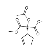 (+)-(R)-2-acetoxy-2-(cyclopent-2-enyl)-malonic acid dimethyl ester结构式