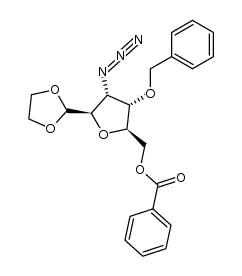 2,5-anhydro-3-azido-6-O-benzoyl-4-O-benzyl-3-deoxy-D-allose ethylene acetal结构式