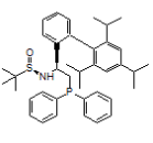 (R)-N-((S)-2-(Diphenylphosphanyl)-1-(2',4',6'-triisopropyl-[1,1'-biphenyl]-2-yl)ethyl)-2-methylpropane-2-sulfinamide Structure