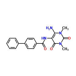 [1,1-Biphenyl]-4-carboxamide,N-(6-amino-1,2,3,4-tetrahydro-1,3-dimethyl-2,4-dioxo-5-pyrimidinyl)- structure